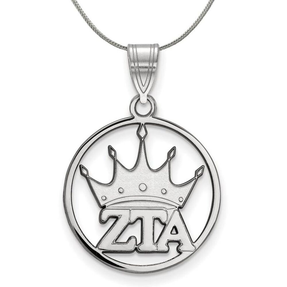 Sterling Silver Zeta Tau Alpha Medium Circle Necklace - 24 Inch